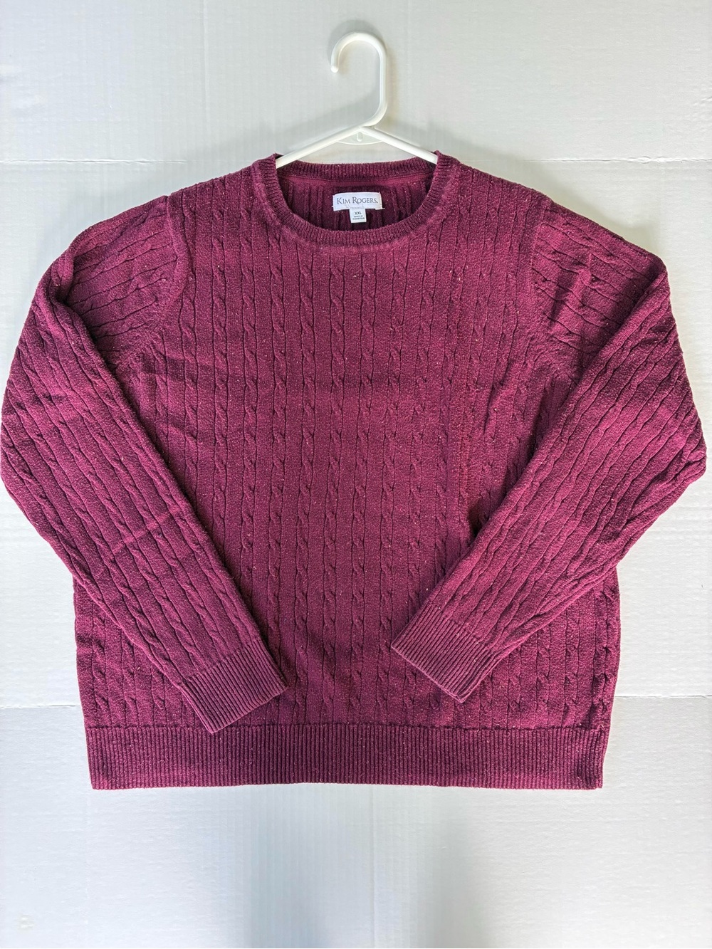 Kim Rogers Women’s Long Sleeve Textured Knit Sweater Size XXL Maroon Speckled